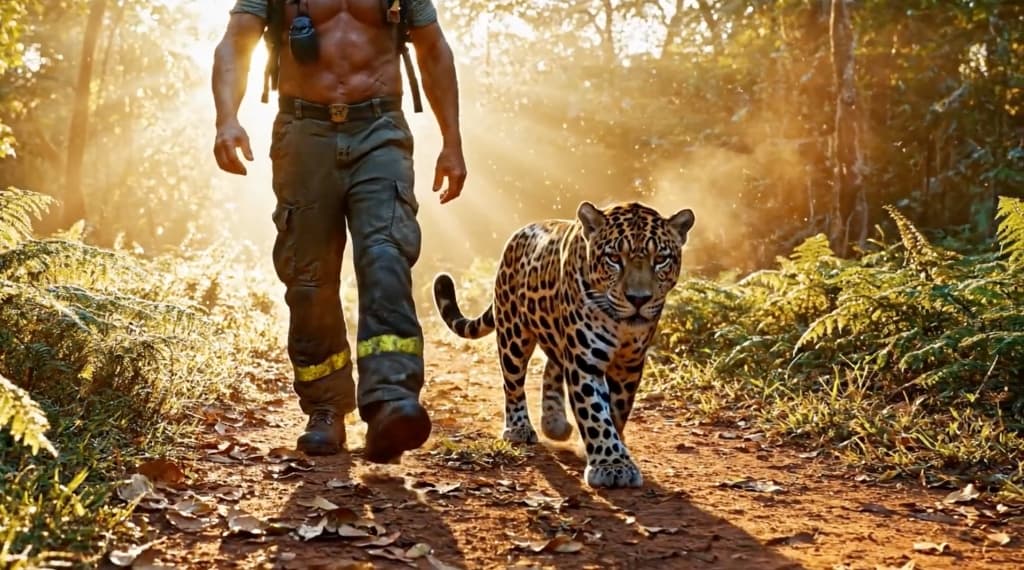 Man with Jaguar